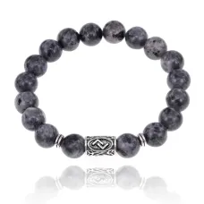 Браслет с руной Йера и нат. камнем Лабрадор BSRM-07-08