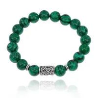 Браслет с руной Йера и синтетическим камнем Малахит BSRM-07-12
