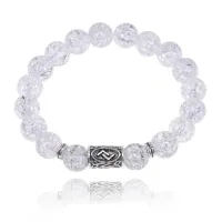 Браслет с руной Йера и синт. камнем Сахарный кварц BSRM-07-16