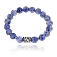 Браслет с руной Йера и нат.камнем Содалит BSRM-07-18