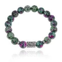 Браслет с руной Йера и синт.камнем Цоизит BSRM-07-22
