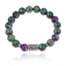 Браслет с руной Йера и синт.камнем Цоизит BSRM-07-22