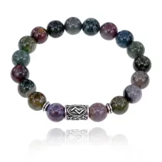 Браслет с руной Йера и нат.камнем Яшма BSRM-07-25