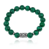 Браслет с руной Гебо и синт.камнем Малахит BSRM-08-12