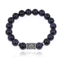 Браслет с руной Турисаз и синт.камнем Синий авантюрин BSRM-09-02
