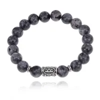 Браслет с руной Турисаз и нат.камнем Лабрадор BSRM-09-08