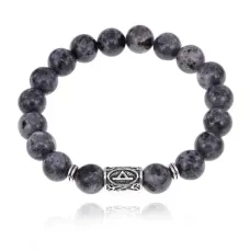 Браслет с руной Турисаз и нат.камнем Лабрадор BSRM-09-08