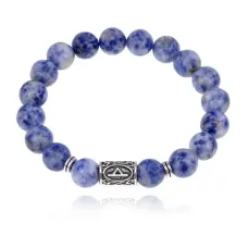 Браслет с руной Турисаз и нат.камнем Содалит BSRM-09-18