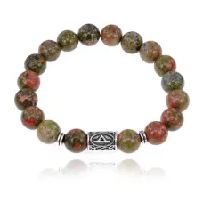 Браслет с руной Турисаз и нат.камнем Унакит BSRM-09-20