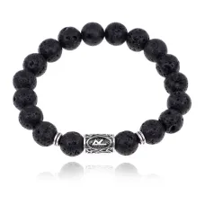 Браслет с руной Райдо и нат.камнем Лава BSRM-10-09