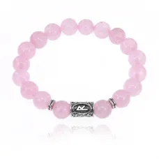 Браслет с руной Райдо и нат.камнем Розовый кварц BSRM-10-15