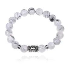 Браслет с руной Лагуз и нат.камнем Кахолонг BSRM-11-07