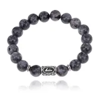 Браслет с руной Лагуз и нат.камнем Лабрадор BSRM-11-08