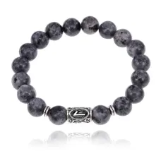 Браслет с руной Лагуз и нат.камнем Лабрадор BSRM-11-08