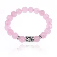 Браслет с руной Лагуз и нат.камнем Розовый кварц BSRM-11-15