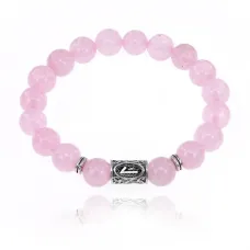 Браслет с руной Лагуз и нат.камнем Розовый кварц BSRM-11-15
