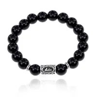 Браслет с руной Лагуз и нат.камнем Черный агат BSRM-11-23