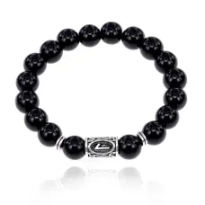Браслет с руной Лагуз и нат.камнем Черный агат BSRM-11-23