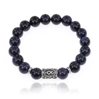 Браслет с руной Одал и синт.камнем Синий авантюрин BSRM-12-02