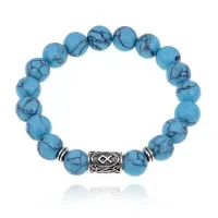 Браслет с руной Одал и синт.камнем Бирюза BSRM-12-05