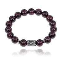 Браслет с руной Одал и нат.камнем Гранат BSRM-12-06