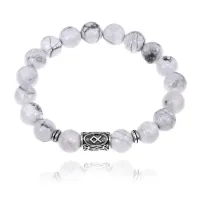 Браслет с руной Одал и нат.камнем Кахолонг BSRM-12-07