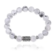 Браслет с руной Одал и нат.камнем Кахолонг BSRM-12-07