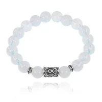 Браслет с руной Одал и синт.камнем Лунный камень BSRM-12-11