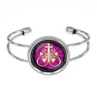 Браслет металлический, цвет серебро, Крест Виноградная лоза C1003034