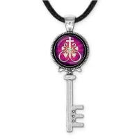 Кулон ключ, цвет серебро, со шнурком, Крест Виноградная лоза C1003043