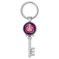 Брелок ключ, цвет серебро, с кольцом для ключей, Крест Виноградная лоза C1003044