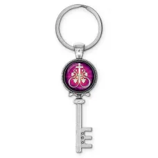 Брелок ключ, цвет серебро, с кольцом для ключей, Крест Виноградная лоза C1003044