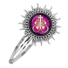 Заколка металлическая, цвет серебро, Крест Виноградная лоза C1003045