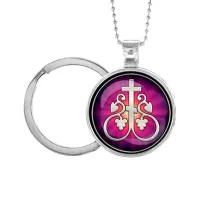 Кулон-брелок, цвет серебро, с цепочкой и кольцом, Крест Виноградная лоза C1003054