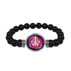 Браслет из чёрного агата, Крест Виноградная лоза C1003056