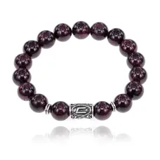 Браслет с руной Уруз и нат.камнем Гранат BSRM-13-06