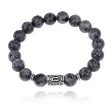 Браслет с руной Уруз и нат.камнем Лабрадор BSRM-13-08
