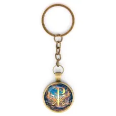 Круглый брелок, цвет бронза, с цепочкой, Хризма C1004018