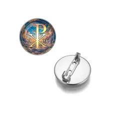 Круглый значок, цвет серебро, Хризма C1004023