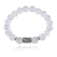 Браслет с руной Уруз и синт.камнем Сахарный кварц BSRM-13-16