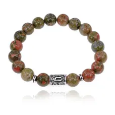 Браслет с руной Уруз и нат.камнем Унакит BSRM-13-20