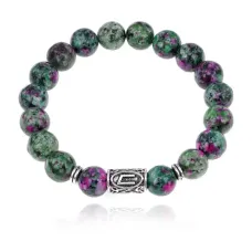 Браслет с руной Уруз и синт. камнем Цоизит BSRM-13-22