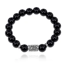 Браслет с руной Уруз и нат. камнем Черный агат BSRM-13-23