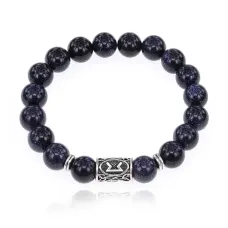 Браслет с руной Перт и синт.камнем Синий авантюрин BSRM-14-02