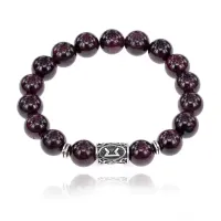 Браслет с руной Перт и нат.камнем Гранат BSRM-14-06
