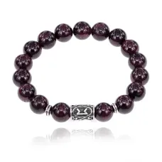 Браслет с руной Перт и нат.камнем Гранат BSRM-14-06