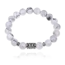 Браслет с руной Перт и нат.камнем Кахолонг BSRM-14-07