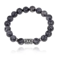 Браслет с руной Перт и нат.камнем Лабрадор BSRM-14-08