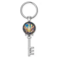Брелок ключ, цвет серебро, с кольцом для ключей, Хризма C1004044