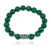 Браслет с руной Перт и синт. камнем Малахит BSRM-14-12